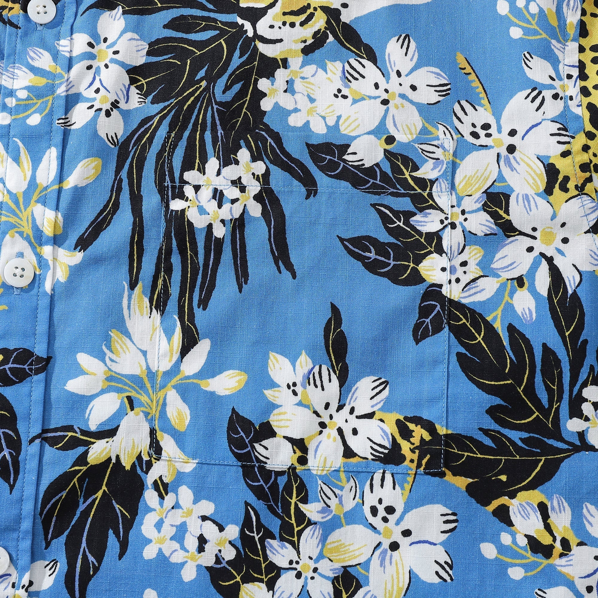 1930s Vintage Hawaiian Shirt For Men Flower Tree and Leopard Print Short Sleeve Cotton Button Down